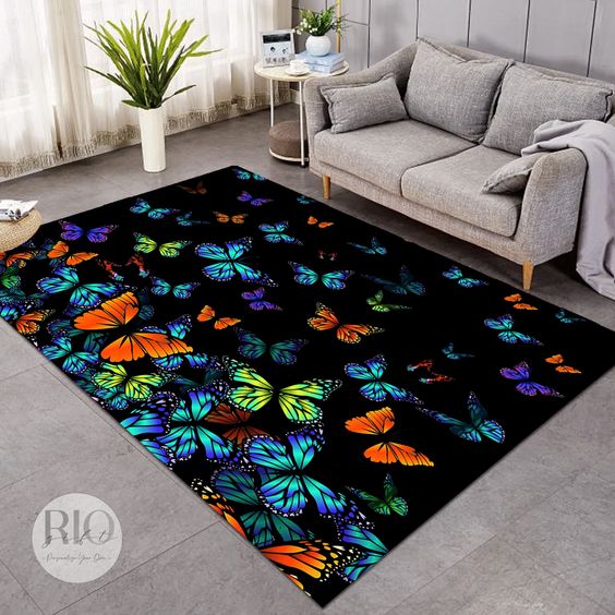 Bioluminescence Butterflies Rug Home Decor Bioluminescence Butterflies Rug Home Decor