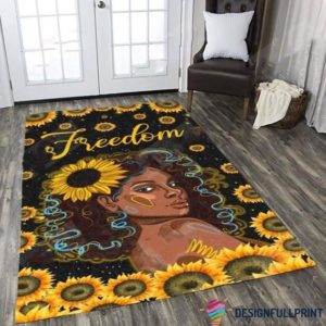 Black American Gift Black Woman Freedom Sunflower Rug Carpet