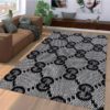 Black And Grey Gucci Monogram Gucci Rug Home Decor