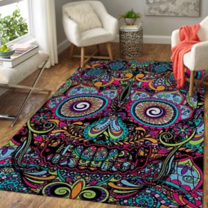 Boho Detailed Skull Area Rug Carpet
