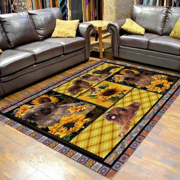 Briard Dog With Sunflower Rug Living Room Briard Dog With Sunflower Rug Living Room
