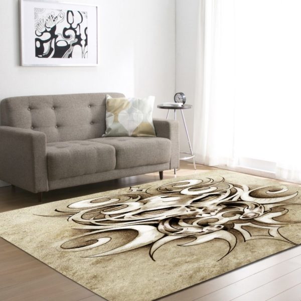 Brightly Colored Skull Area Rug Carpet