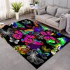 Checkerboard Butterflies Black And White Rug Home Decor
