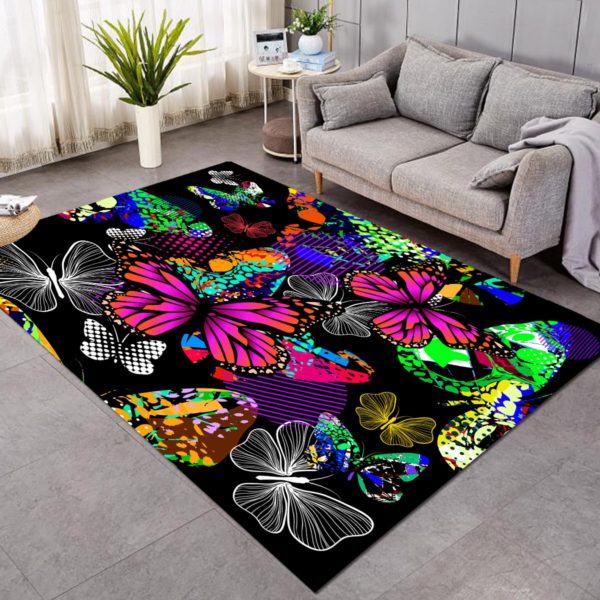 Butterflies Neon Light Rug Home Decor