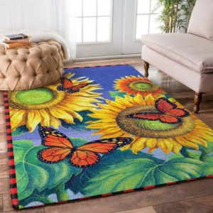 Butterfly With Sunflower Rug Carpet