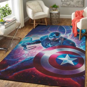 Captain America With Thor Hammer Rug Carpet