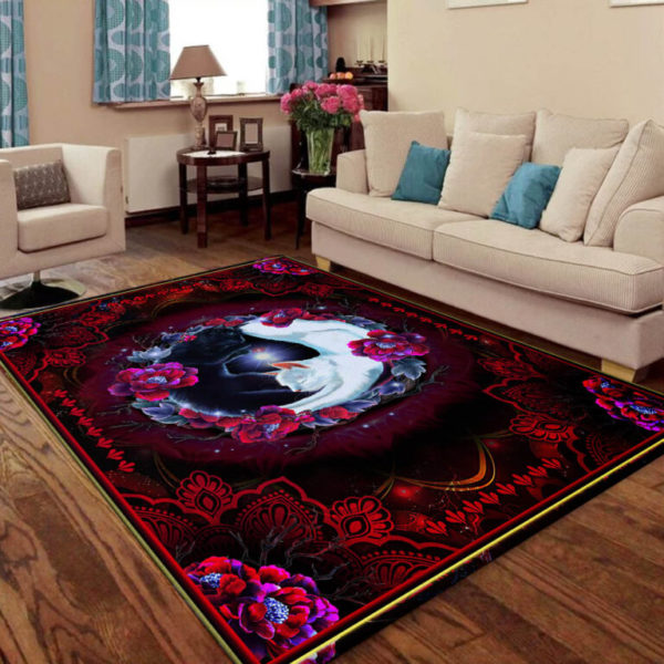 Cat Couple Mandala Area Rug Home Decor