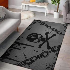 Chained Crossbones Premium Skull Area Rug Carpet