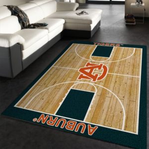 College Home Court Auburn Basketball Team Logo Area Rug Carpet
