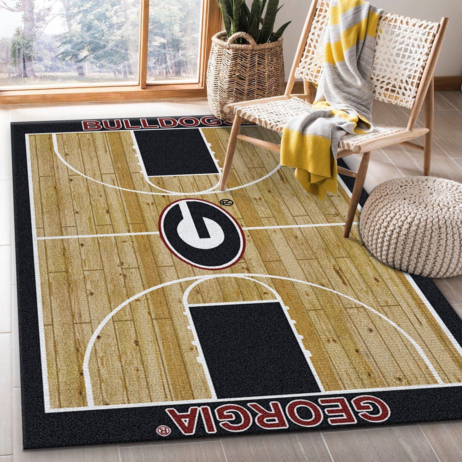 College Home Court Georgia Basketball Team Logo Area Rug Carpet College Home Court Georgia Basketball Team Logo Area Rug Carpet