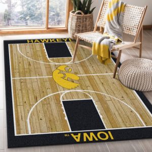 College Home Court Iowa Basketball Team Logo Area Rug Carpet