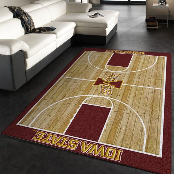 College Home Court Iowa State Basketball Team Logo Area Rug