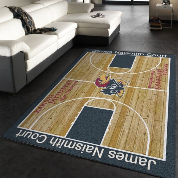 College Home Court Kansas Basketball Team Logo Area Rug