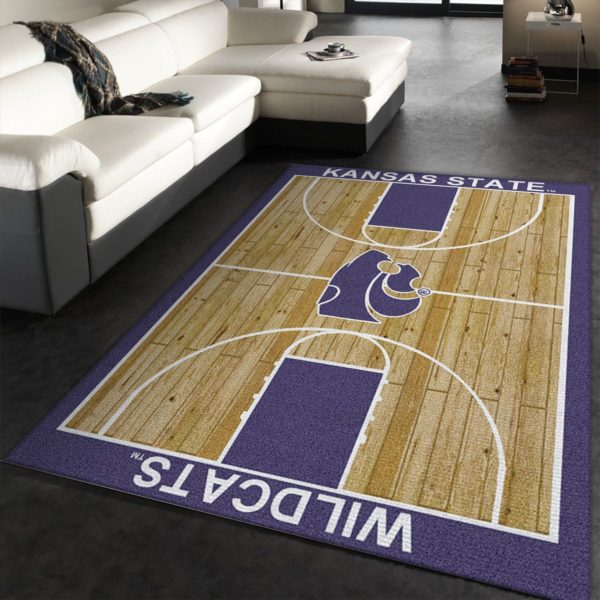 College Home Court Kansas State Basketball Team Logo Area Rug
