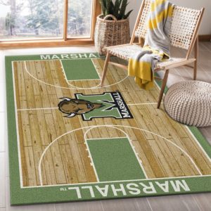 College Home Court Marshall Basketball Team Logo Area Rug Carpet