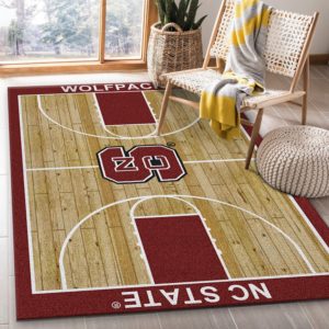 College Home Court North Carolina State Basketball Team Logo Area Rug Carpet