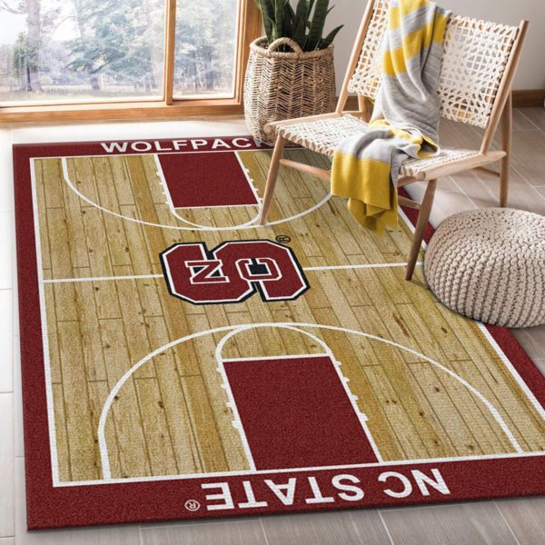 College Home Court North Carolina State Basketball Team Logo Area Rug Carpet