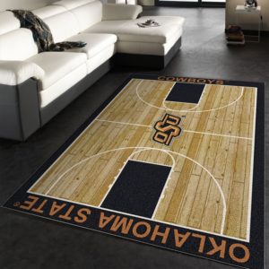 College Home Court Oklahoma State Basketball Team Logo Area Rug Carpet