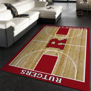 College Home Court Rutgers Basketball Team Logo Area Rug Carpet