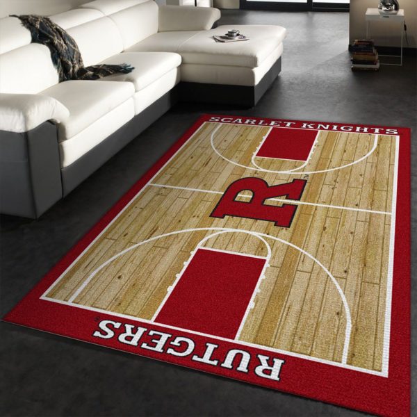 College Home Court Rutgers Basketball Team Logo Area Rug Carpet