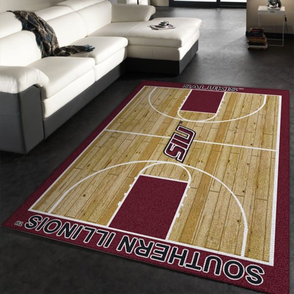 College Home Court Southern Illinois Basketball Team Logo Area Rug Carpet