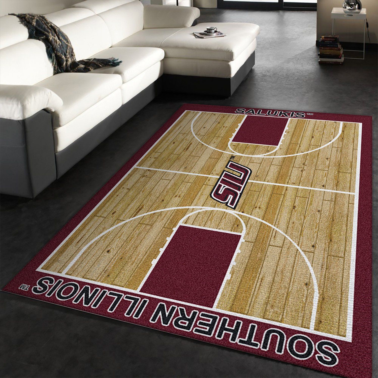 College Home Court Southern Illinois Basketball Team Logo Area Rug Carpet College Home Court Southern Illinois Basketball Team Logo Area Rug Carpet