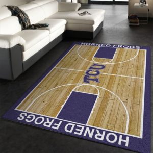 College Home Court Texas Christian Basketball Team Logo Area Rug Carpet