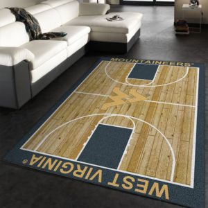 College Home Court West Virginia Basketball Team Logo Area Rug Carpet