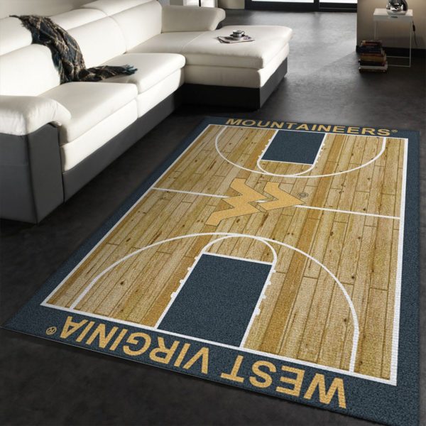 College Home Court West Virginia Basketball Team Logo Area Rug Carpet
