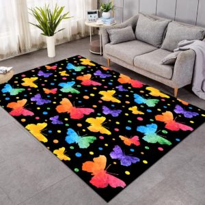 Colorful Flight Of Butterflies Rug For Living Room