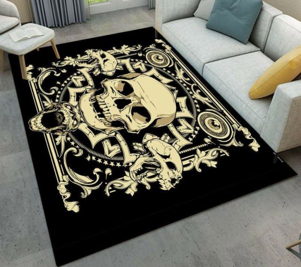 Cool Skull Rectangle Area Rug Carpet