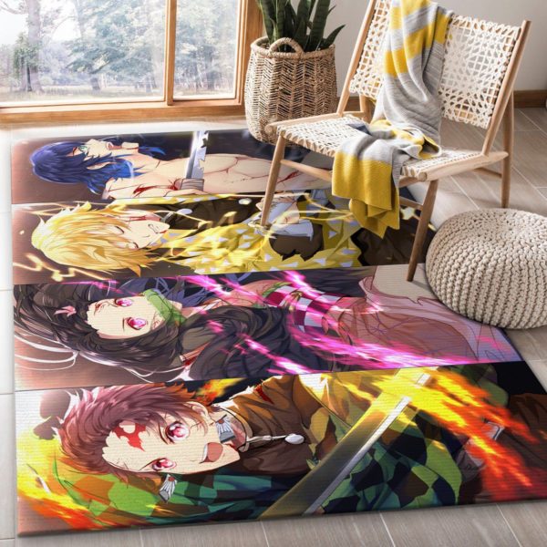 Demon Slayder Anime Area Rug Carpet For Bedroom
