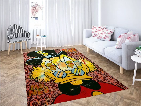 Donald Duck Face Money Rug Home Decor