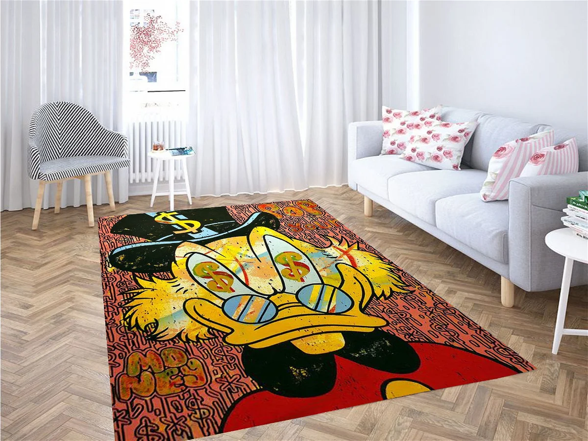 Donald Duck Face Money Rug Home Decor Donald Duck Face Money Rug Home Decor