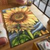 Sunflower Background Sunset Rug Carpet