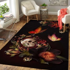 Flower And Skull Area Rug Carpet