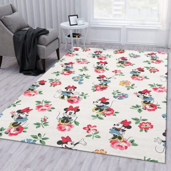 Flower With Minnie Mouse Rug Home Decor