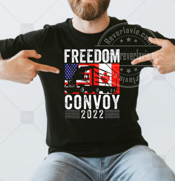 Freedom Convoy 2022 American Canadian Flag T-shirt
