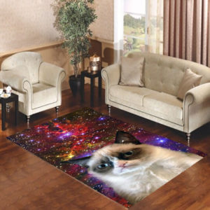 Grumpy Cat With Galaxy Rug Living Room