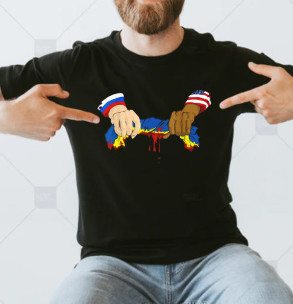 Hand Russia And Ukrainian American Flag Classic T-Shirt