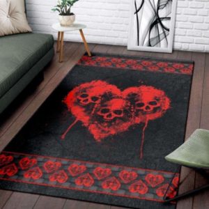 Heart Skull Nice Gift Area Rug Carpet