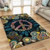 Hippie Peace Sign Mandala Rug Home Decor