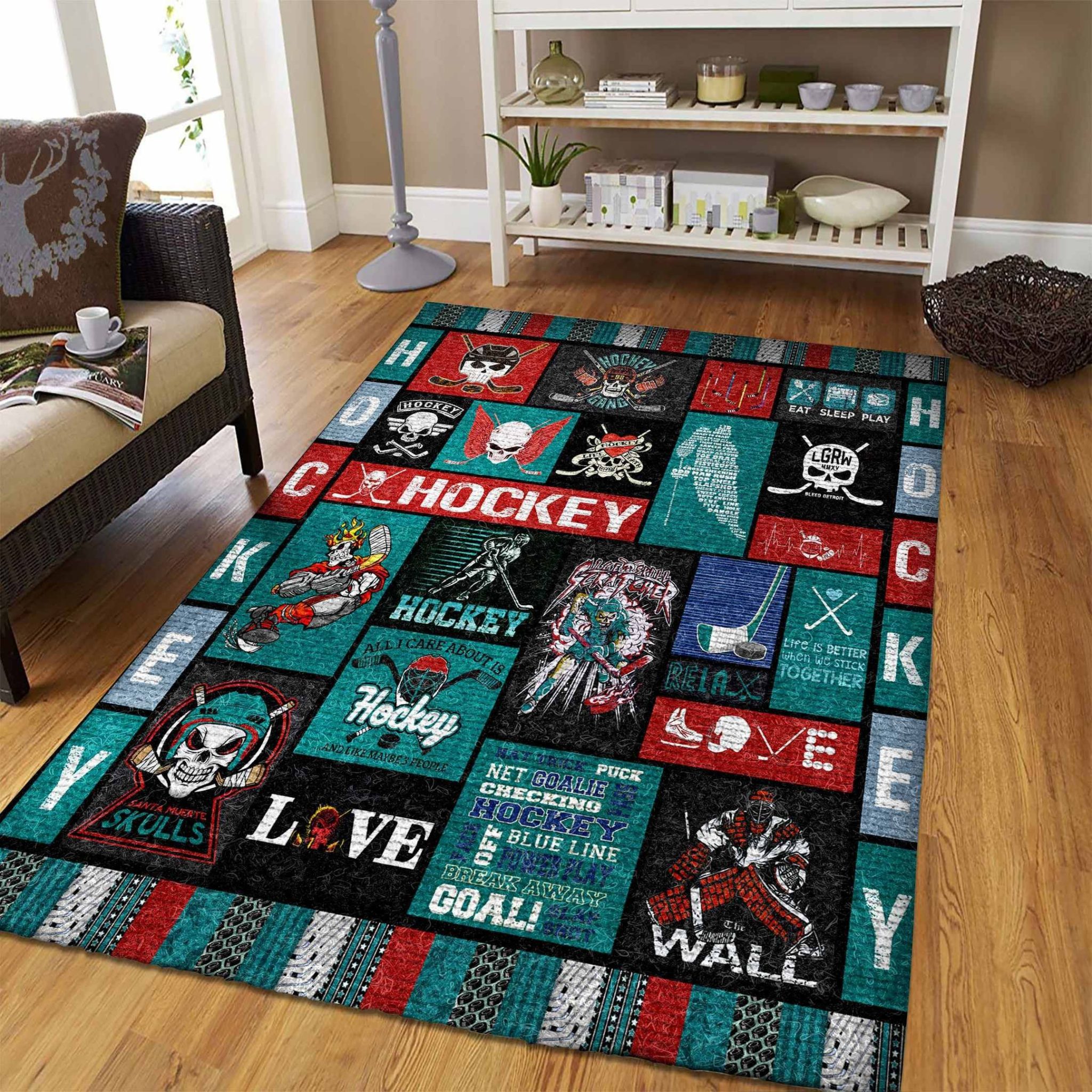 Hockey Skull Area Rug Carpet REVER LAVIE