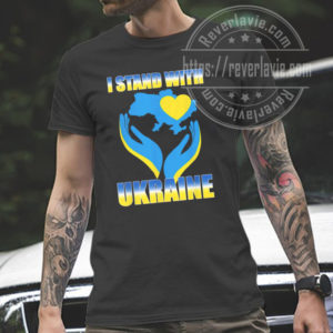 I Stand With Ukraine Ukrainian Flag Map and Heart Unisex T-Shirt