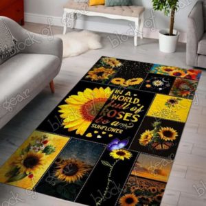 In A World Full Of Roses Be A Sunflower Rug Home Decor