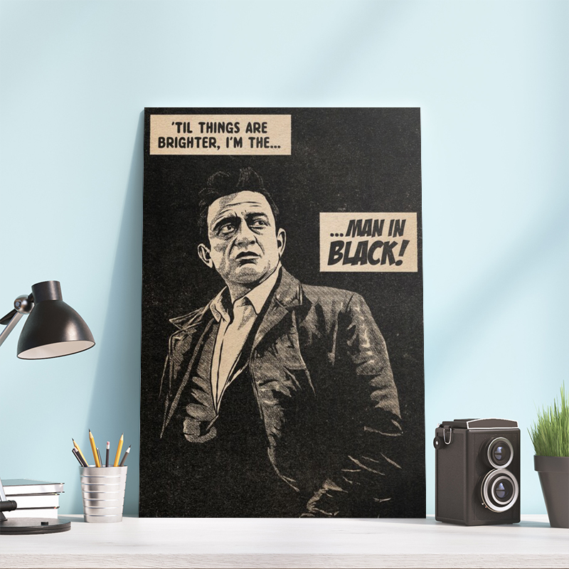 Johnny Man In Black Poster Canvas Johnny Man In Black Poster Canvas