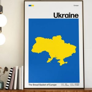 Kyiv Mid Century Support Ukraine Poster Canvas