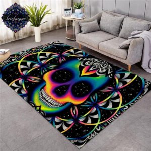 Colorful Skull Area Rug Carpet