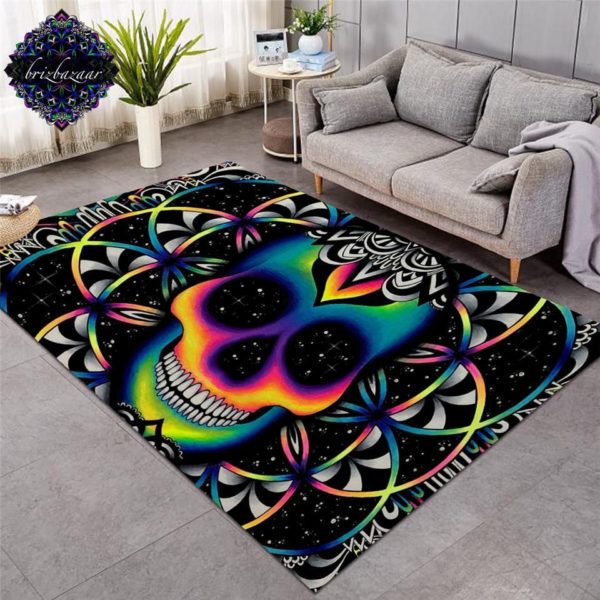 Colorful Skull Area Rug Carpet