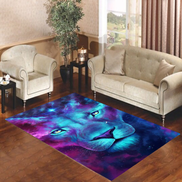 Lion Face In Galaxy Rug Home Decor
